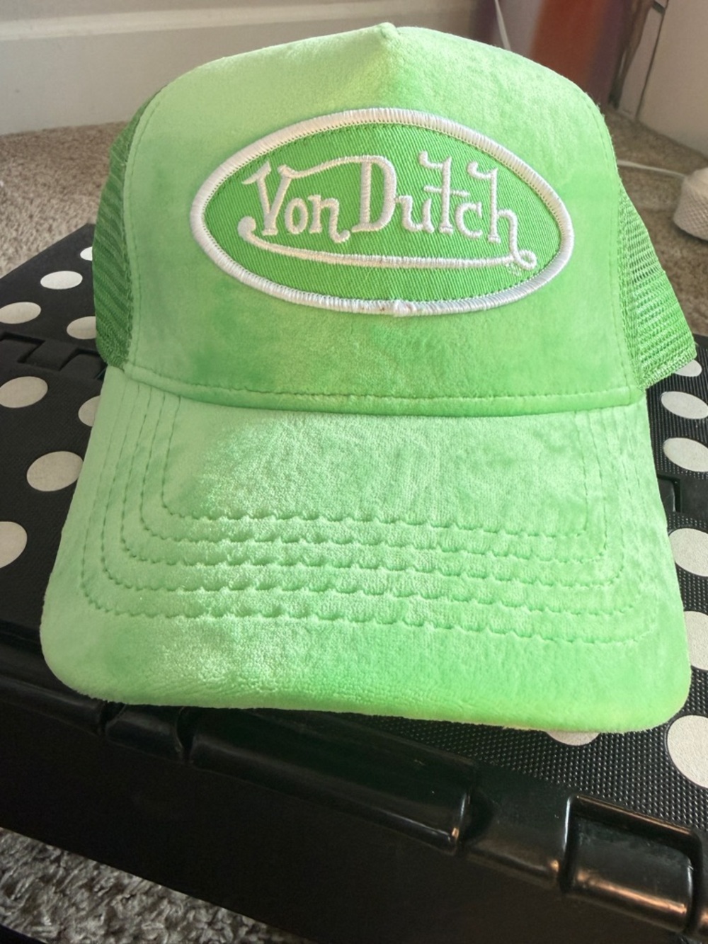 Von Dutch Lime Green Trucker Cap with White Logo